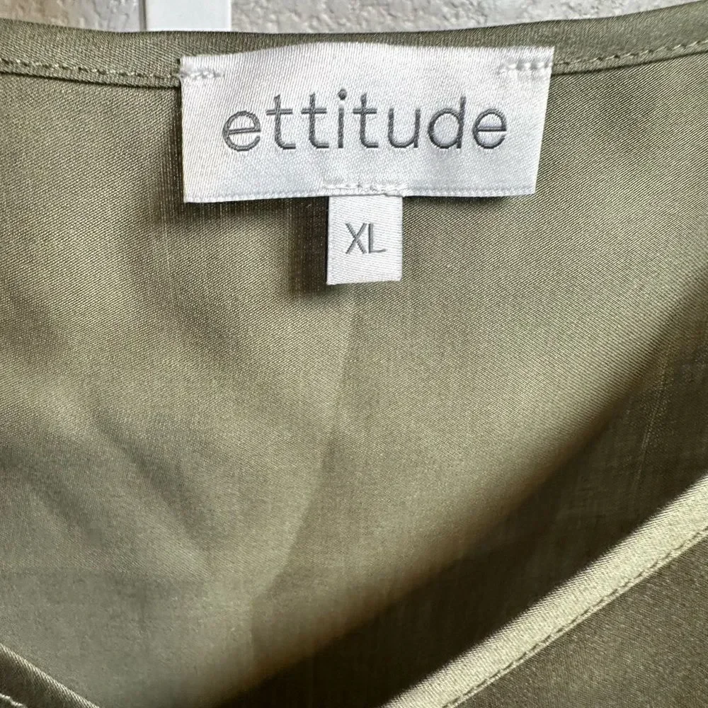 NWT Ettitude Women’s Olive Green Sateen Cami  Adjustable Strap Bamboo - Size XL